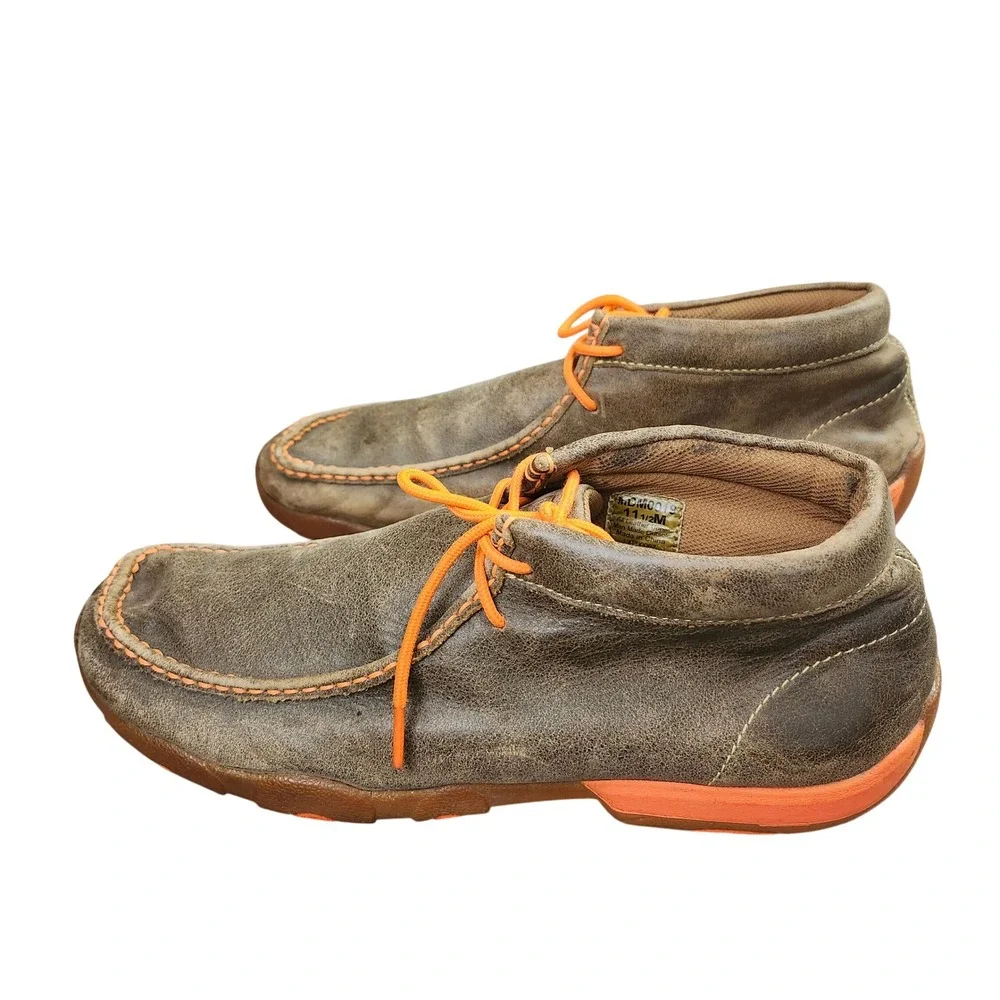 Twisted X Mens Driving Moc Chukka Boots Brown Orange Leather  Size 11.5 M